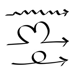 Set of Decorative Arrows with Heart and Loop Designs.