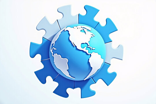 world autism awareness day globe surrounded by colorful interlocking puzzle pieces symbolizing unity, support, and neurodiversity, perfect for autism advocacy, mental health campaigns, and awareness