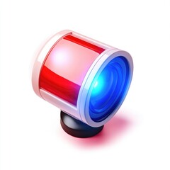 Cylindrical, red-light device with blue accents