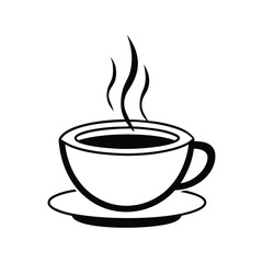 Obraz premium Minimalist Line Art of a Steaming Coffee Cup on Saucer