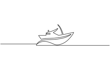 Vector continuous one simple single abstract line drawing of Sailboat travel, Simple illustration of a sailboat in the sea drawn with a continuous black line on a white background, minimalist design.
