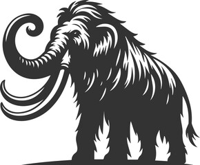 Fototapeta premium Wild animal mammoth vector silhouette