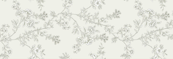 Captivating Hand Illustrated Curly Floral Motif Works