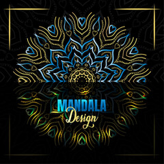  Mandal design template with abstract starry background with vintage floral design and decorative elements