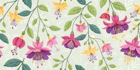 Fuchsia Floral Pattern, Botanic , Bloom