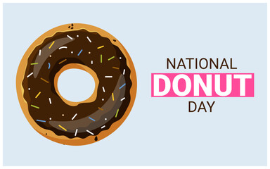 National Donut Day. Vector illustration with chocolate donut.