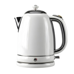 Fototapeta premium Elegant White Electric Kettle with Chrome Accents for Modern Kitchen Use and Aesthetic Appeal