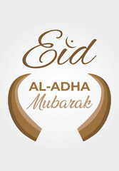 Fototapeta premium Minimal Gold and White Eid AlAdha Mubarak Vector Design