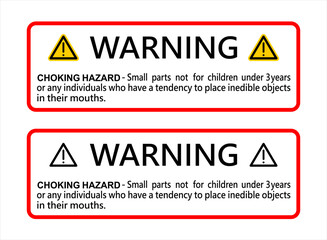 Warning: choking hazard vector design.