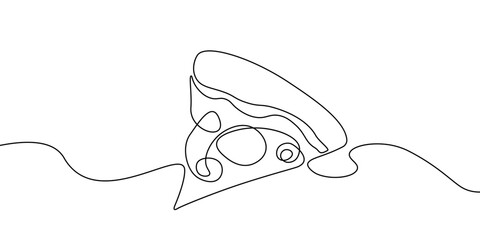 Continuous line pizza vector slice icon cheese food hand drawn background sketch. Illustration pizza vector set isolated pizzeria outline symbol doodle italy menu eat piece art design logo italian