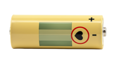 Isolated AA Battery with Heart Symbol