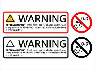Warning: choking hazard vector design.