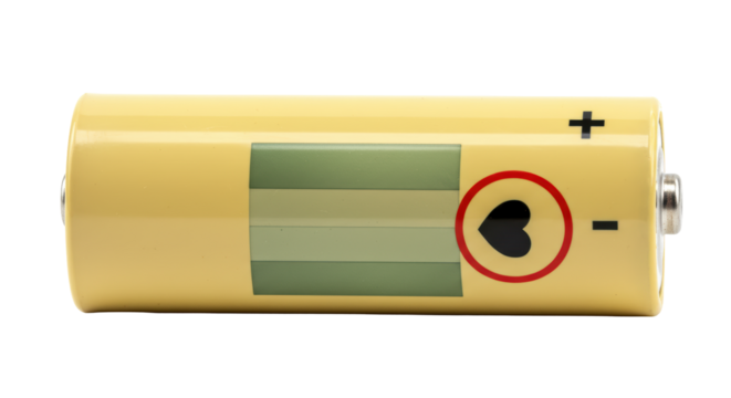 Isolated AA Battery with Heart Symbol