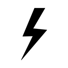A clean and sharp black lightning vector icon. It is a powerful and versatile symbol for energy, power, speed, danger and electricity.