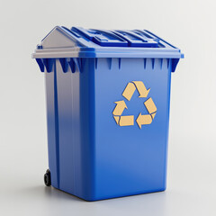 Recycling symbol on recycling bin. Environment conservation concept.