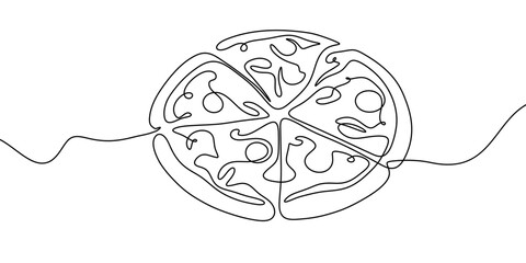 Illustration pizza vector slice icon cheese food hand drawn background sketch. Continuous line pizza set isolated pizzeria outline symbol doodle italy menu eat piece art design logo italian white flat