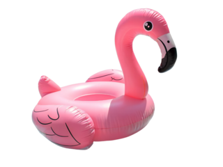 Inflatable Pink Flamingo Pool Float Isolated on transparent background cutout, PNG file, Cutout file