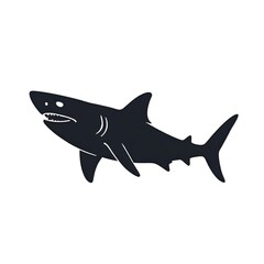 Obraz premium Stylized Shark Silhouette Facing Right with Triangular Fin on White Background