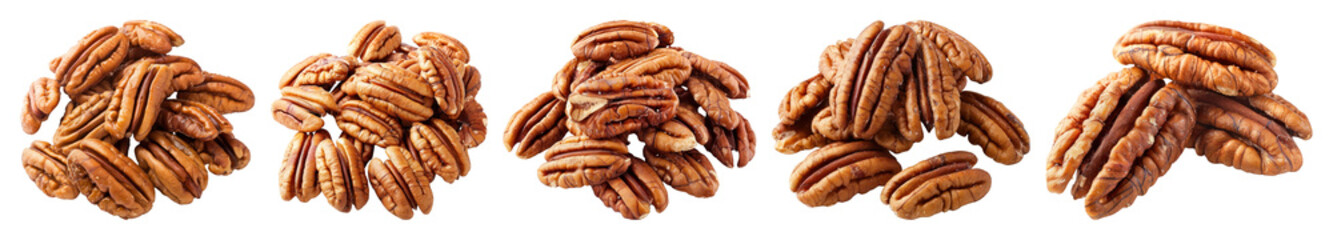 Fototapeta premium PNG Pecans arranged in neat clusters, element set on transparent background