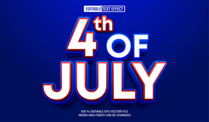 Editable 3d text style effect - Fourth Of July  text effect Template