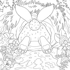 Vector illustration, easter bunny, coloring