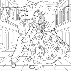 Vector illustration, Mexican Children's Day, coloring