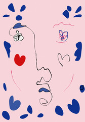  face line drawing minimal portrait 