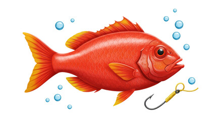 Isolated Fish with Hook