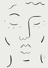 black and white drawing face human sad 