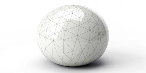White Sphere with Geometric Lines on Clean Background, Modern, Minimalist
