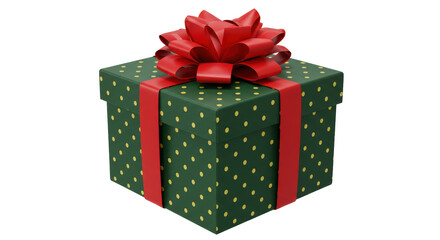 Isolated Gift Box with Red Ribbon