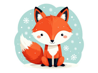 Obraz premium Enchanting winter scene, a cute fox embraces the snowy wonderland adorable