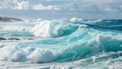 Strong wave breaking on the beach