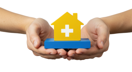 Isolated Hands holding a house