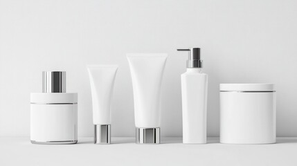 Elegant White Cosmetic Products Mockup