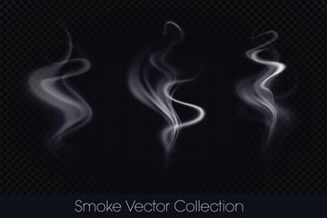 Smoke, smoke of e-cig, mist, fog, gas and Steam isolated Vector (EPS) Illustration Set on transparent background