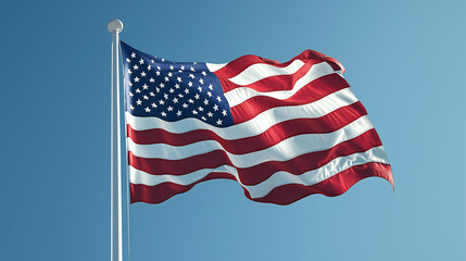 Obraz premium United States of America Flag with Blue Bokeh Background 