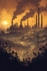 Fototapeta premium Air pollution impact on environment.