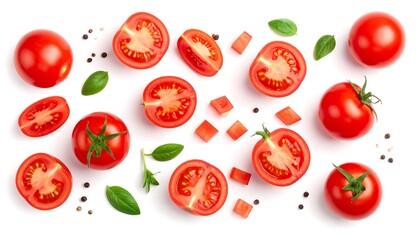 Fresh Tomatoes  Basil Flatlay.