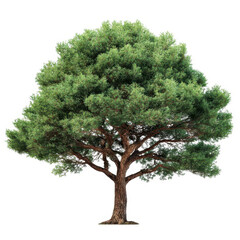 Green tree with a brown trunk isolated on transparent background