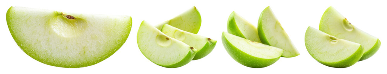 PNG Fresh green apple slices arranged, element set on transparent background