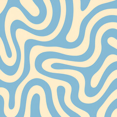 Abstract horizontal background with colorful waves. Trendy vector illustration in style retro 60s, 70s. Pastel colors