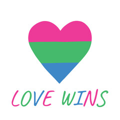 Colorful heart shape Polysexual pride flag Happy pride day LGBTQIA community Pride Month Vector hand drawn doodle for posters, stickers, logo, cards