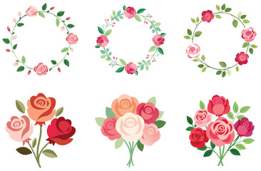 A lovely vector illustration of a pink rose bouquet, perfect for spring flower, wedding, or Valentine's Day designs