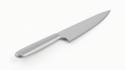 Fototapeta premium Sleek Stainless Steel Chef Knife on White Background for Culinary Use