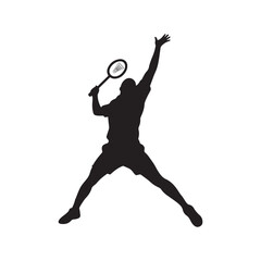 Badminton Player Silhouette – Minimalist Black and White Athletic Sport Vector Illustration

