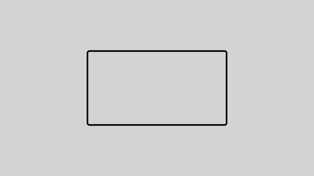 Animation of black rectangle animation on drake white background.