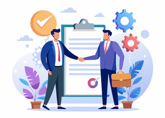 Obraz premium two businessmen in formal hand shake