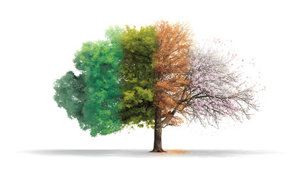 Seasons of Change: Single Tree Photographed From Same Angle Showing Spring, Summer, Autumn and Winter Transitions