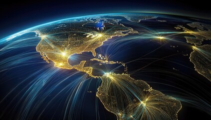 Global network of light trails across continents